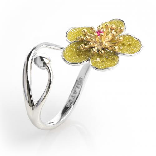 Galaxia Ring With Lab-Grown Yellow Diamond Druzy